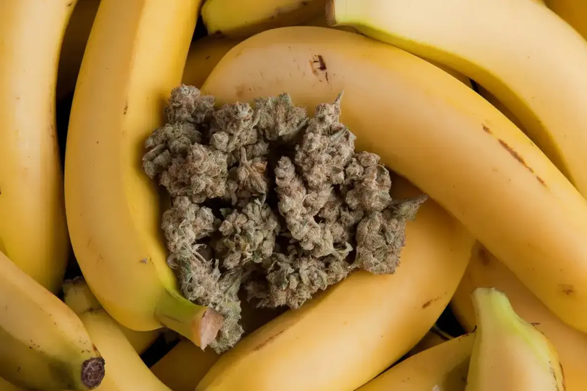 bananas and cannabis flowers