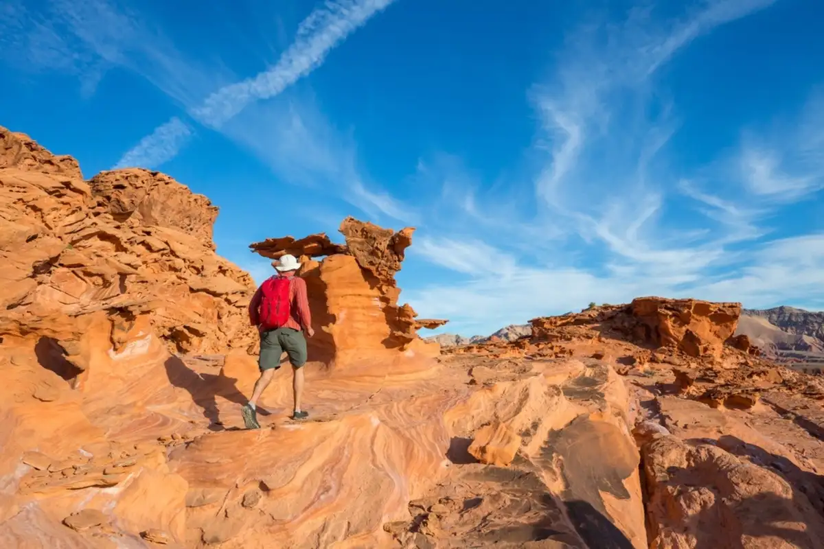 Man hiking on mountains