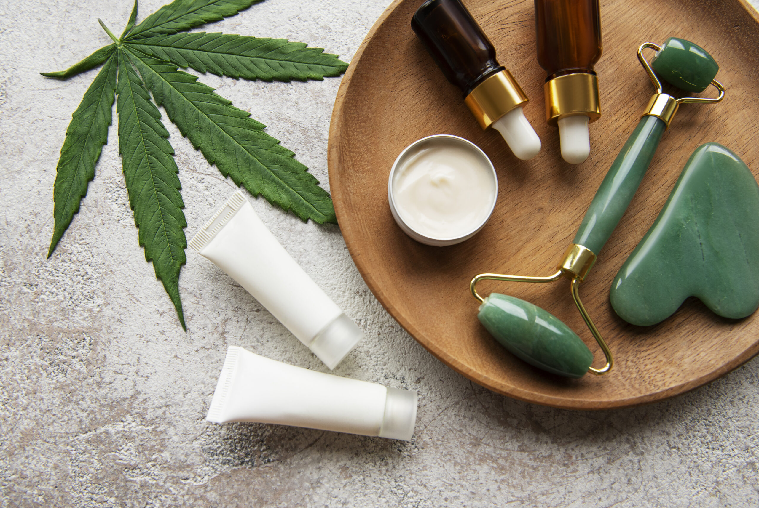 CBD oil, hemp tincture, cannabis cosmetic product for skin care.