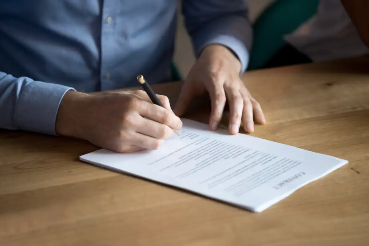 Business man manager customer hand sign contract