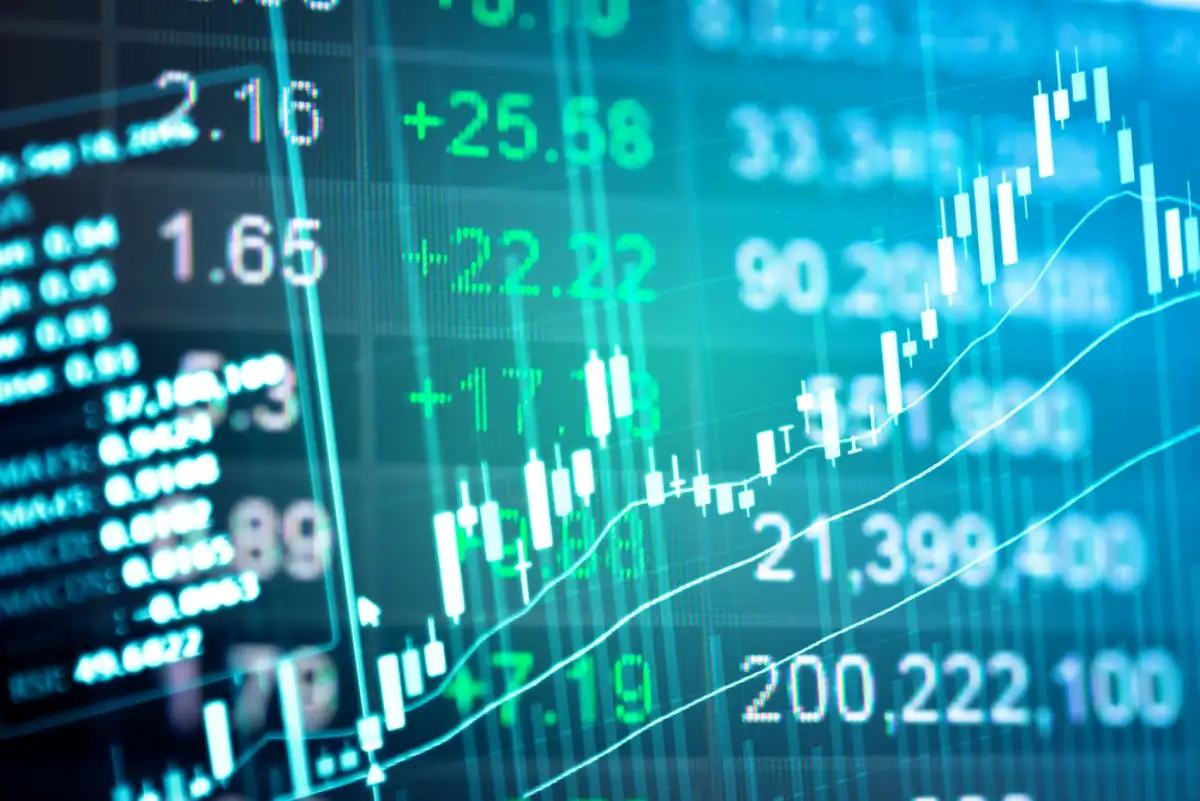 Financial data on a monitor