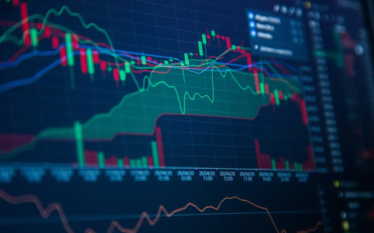 Stock Market Chart on Blue Background