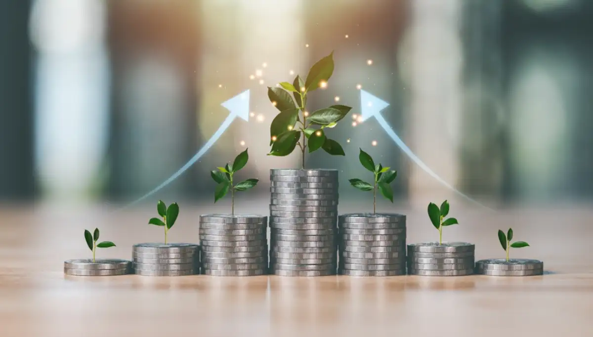 stack of coins and growth graph